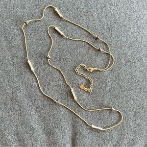 Lauren Conrad Gold Tone Station Beaded Necklace 32” Long